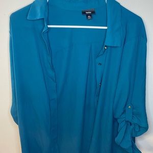 Teal Button Up Blouse